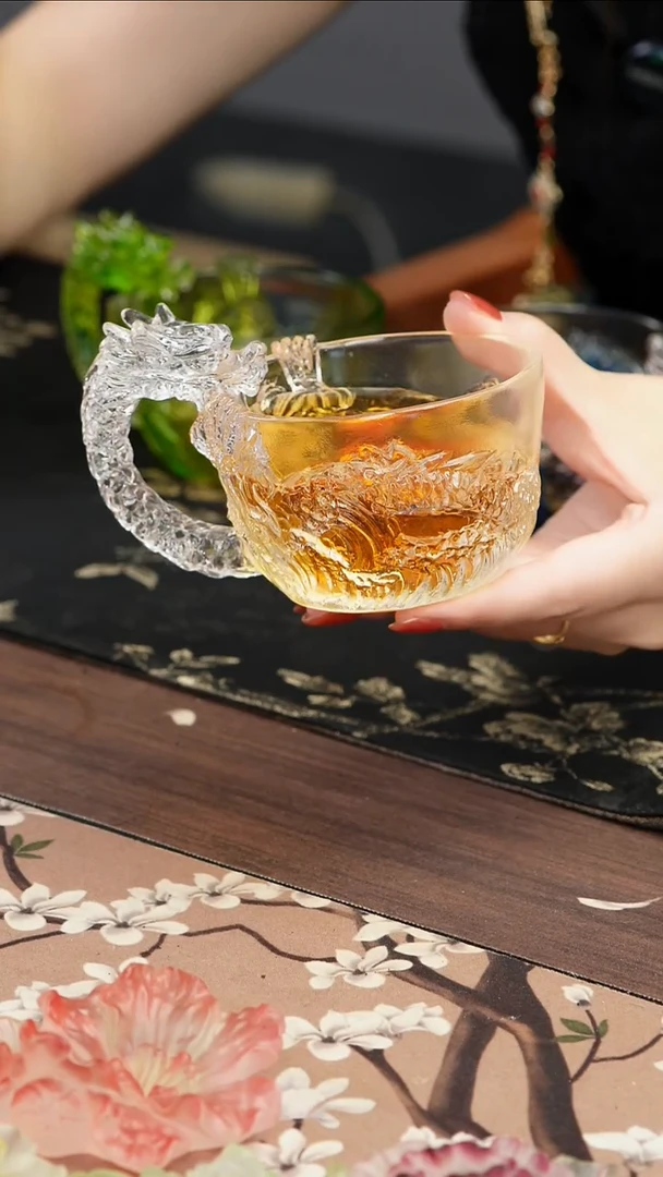 琉璃手工艺品白色龙杯