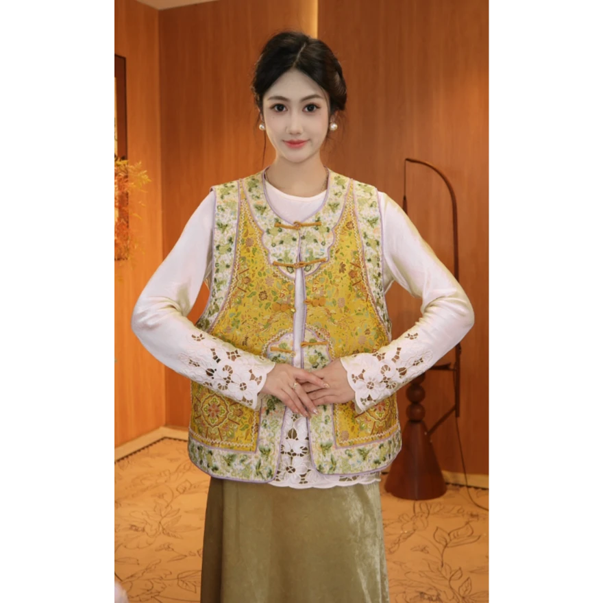 在仓！！！宝湘金盏/新中式春季新款重工织锦马甲2025A7298小禹