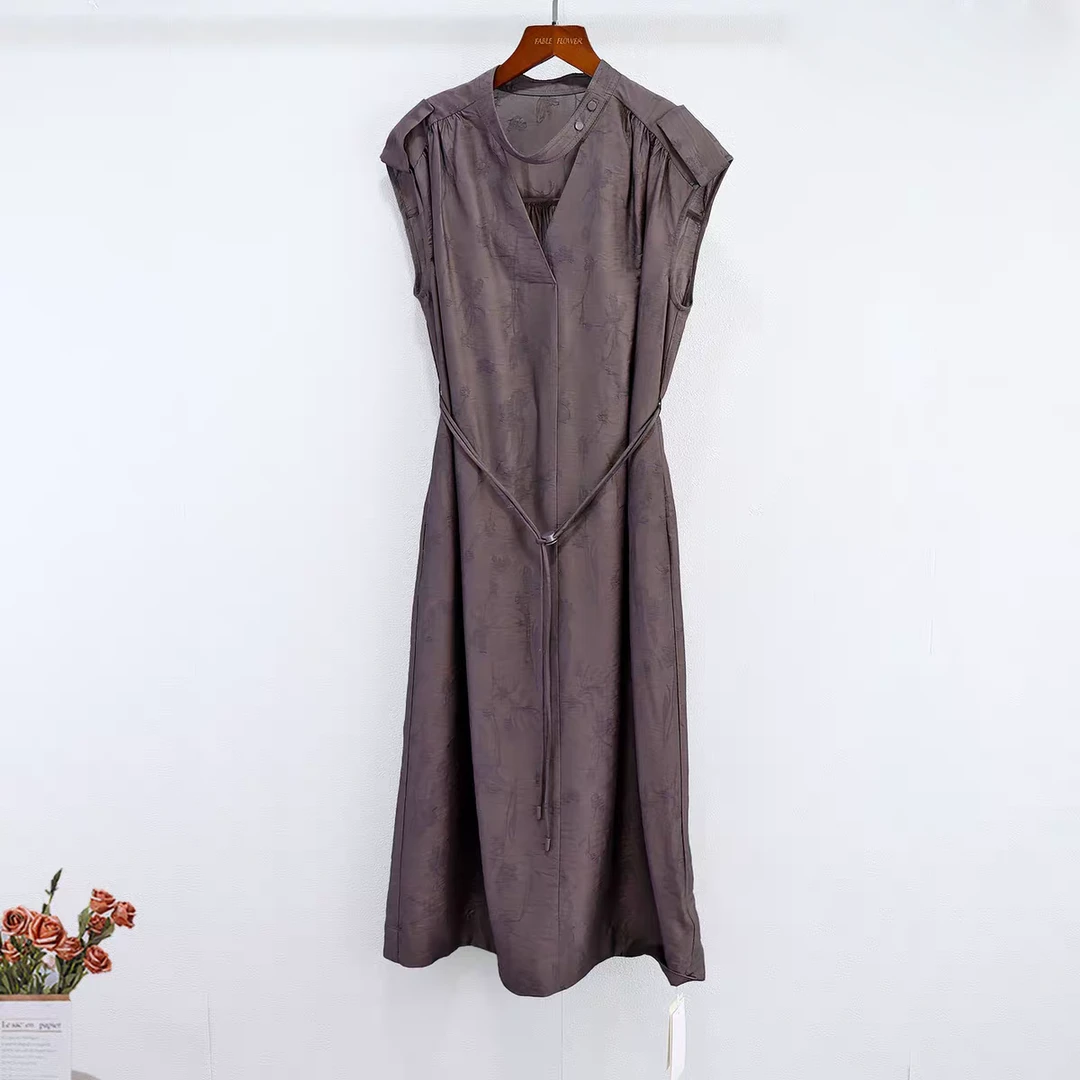 【暗夜褶光】立体褶裥提花工艺连衣裙‌B1T030