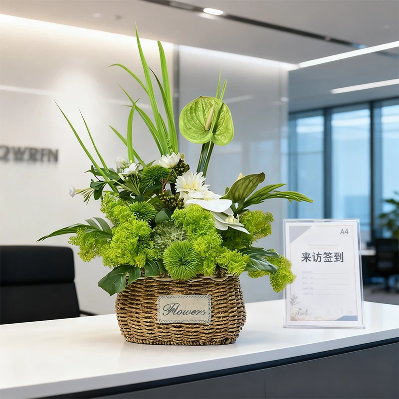 原创节假日庆典手提花篮送朋友仿真花束前台客厅摆放装饰假花花艺