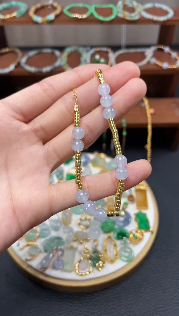 【闪购商品】翡翠套链18K金镶嵌一个  JK686