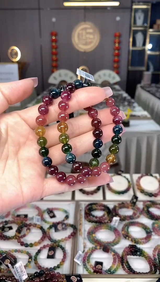 未镶嵌冰透体老矿碧玺单圈手串8mm+碧玺hon多样性发一条