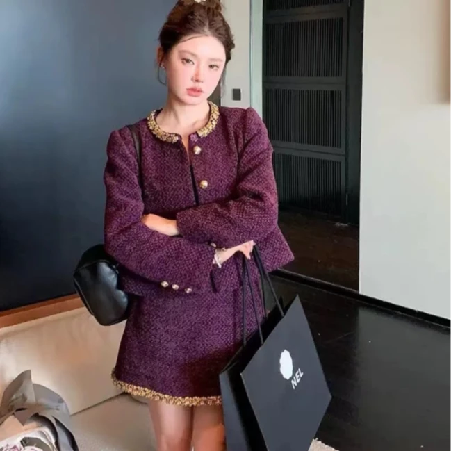 【2024年新款发财紫】套装高端定制大衣