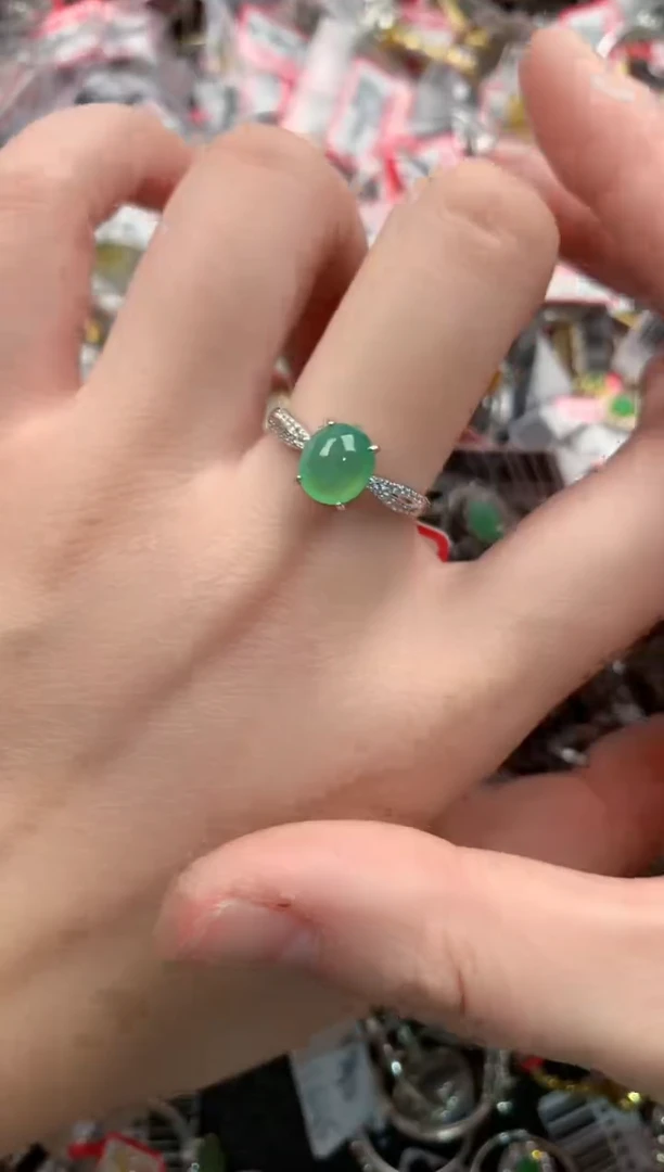 银S925镶嵌戒指翡翠555-----1