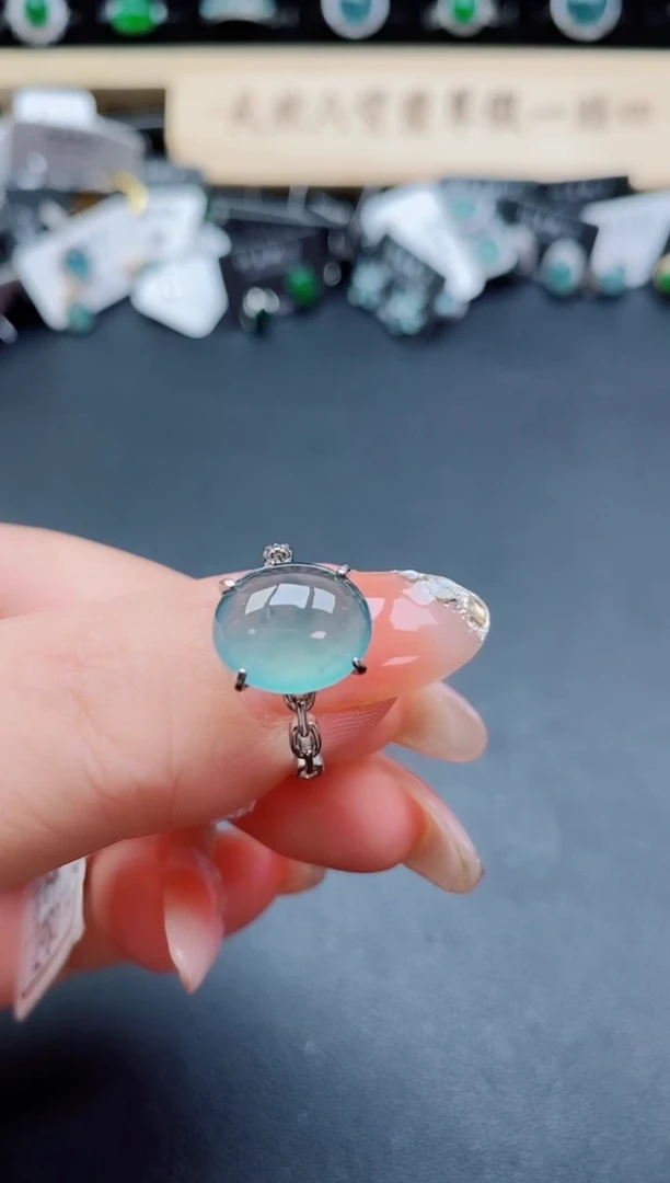 银S925镶嵌戒指翡翠1