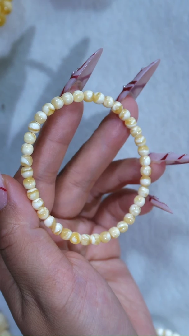 手链琥珀未镶嵌典藏级5mm金瓷白虎皮纹妖孽