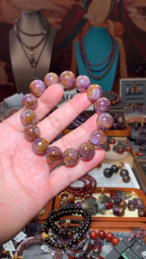 未镶嵌珠宝半成品水晶极光紫钛