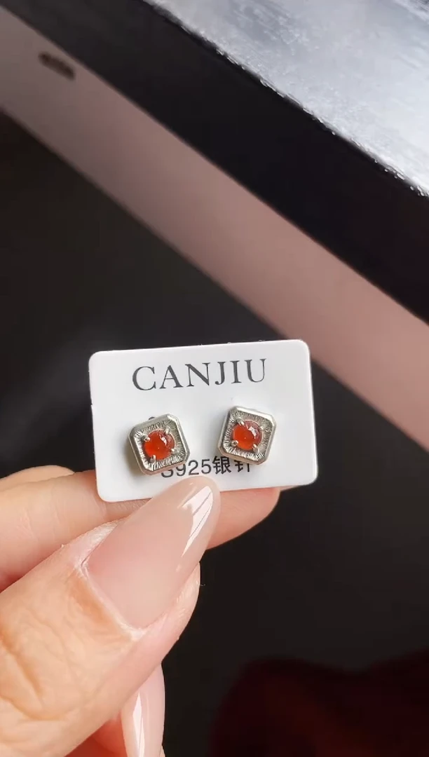 银S925镶嵌翡翠耳饰12