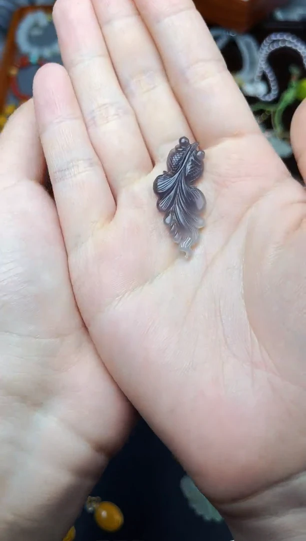 颈饰未镶嵌和田玉金鱼06