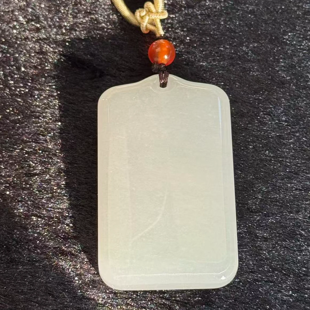 和田玉 平安无事牌吊坠 50.5mm D16S085