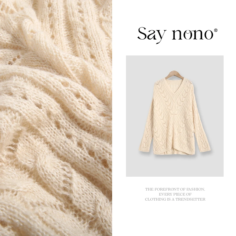 懒猫nono│Saynono 羊毛马海毛V领上衣/TFM1087