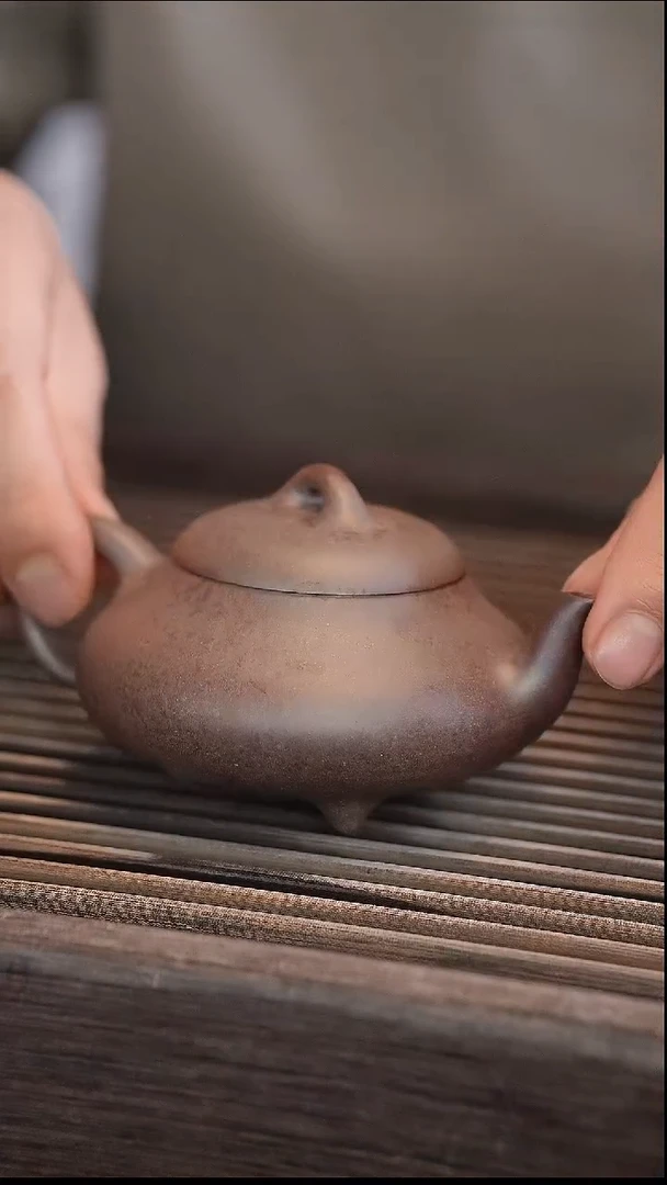 茶壶紫砂汉棠石瓢 还原烧 半手工 180cc【宽口】