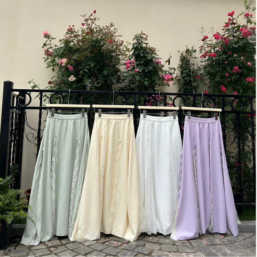 赵小小【心动初夏】高腰气质设计系带蝴蝶结显瘦高腰a字半身裙26289