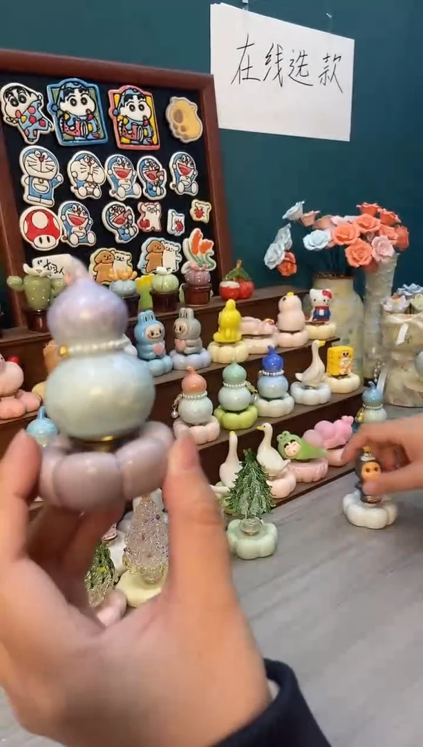 摆件陶紫色葫芦景德镇陶瓷摆件1个装