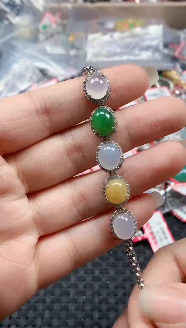 银S925镶嵌戒指翡翠天然A货缅甸翡翠