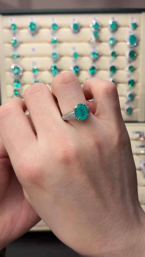 6碧玺（处理） 无品牌 925银 轻奢感冰裂霓虹电光蓝系列