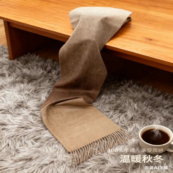 秋冬氛围感保暖欧美渐变羊绒围巾30*190