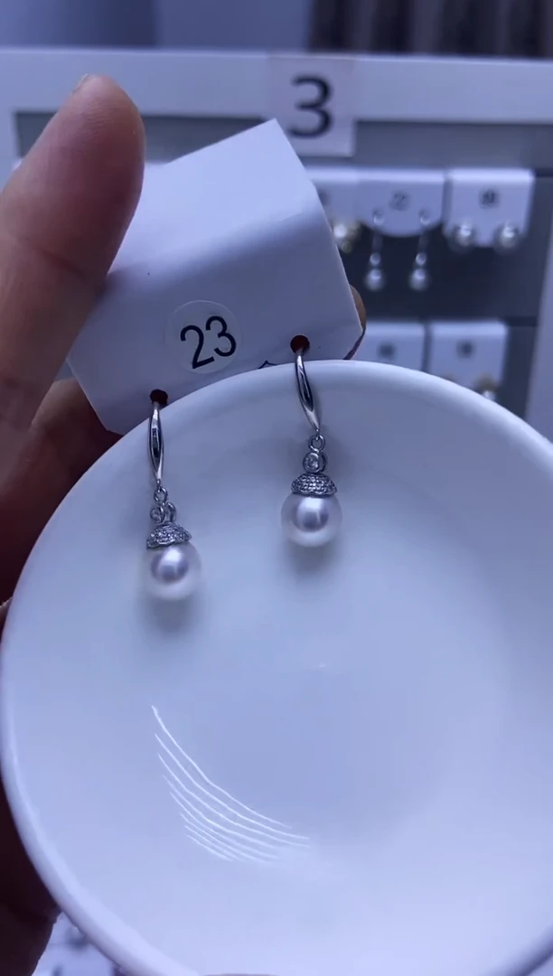 银S925镶嵌耳饰海水珍珠23