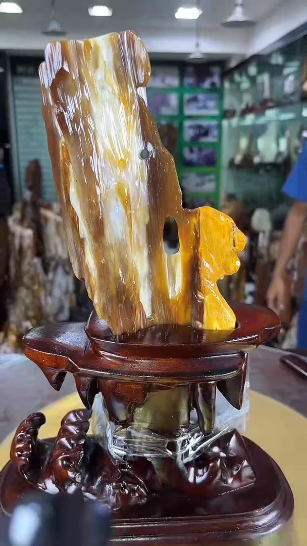 未镶嵌珠宝奇石硅化玉缅甸天然树化玉摆件