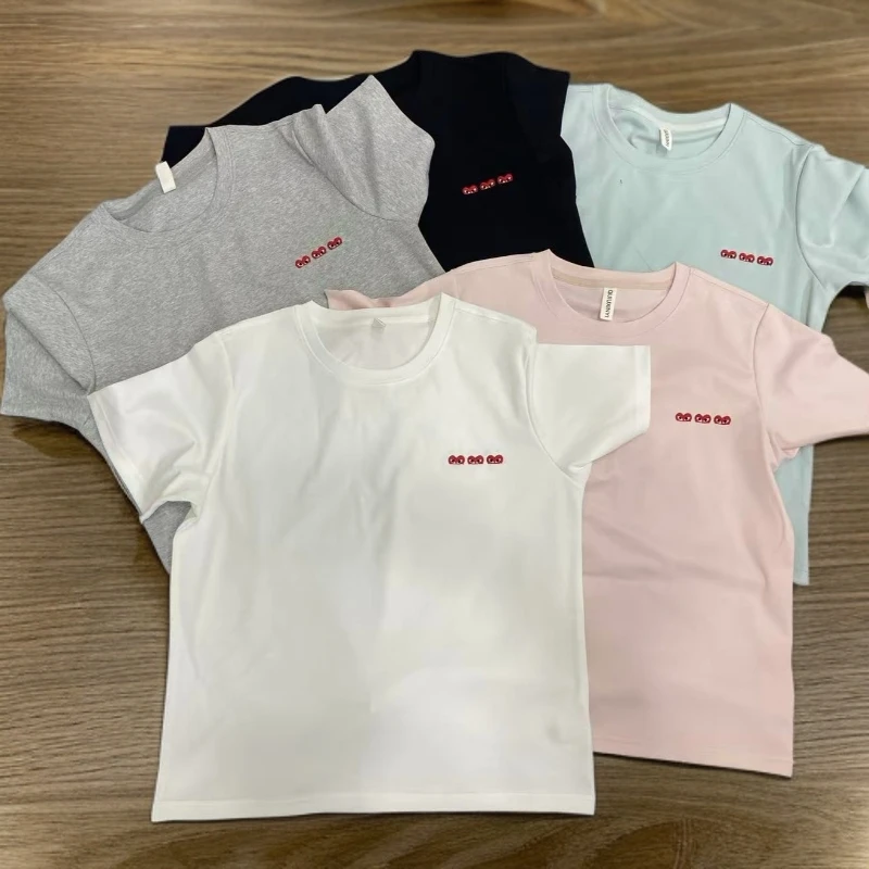 【心相印】时尚百搭休闲T恤刺绣爱心夏季圆领遮肉显瘦宽松