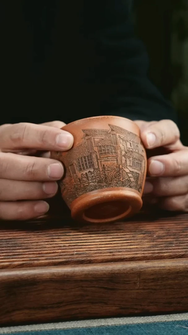 【闪购商品】紫砂茶杯红降破精刻忆江南