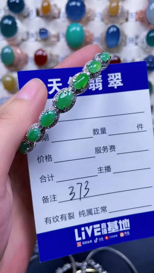 银S925镶嵌手镯翡翠373