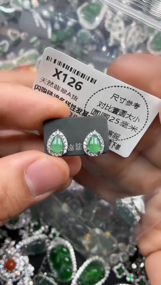颈饰未镶嵌翡翠X126耳钉