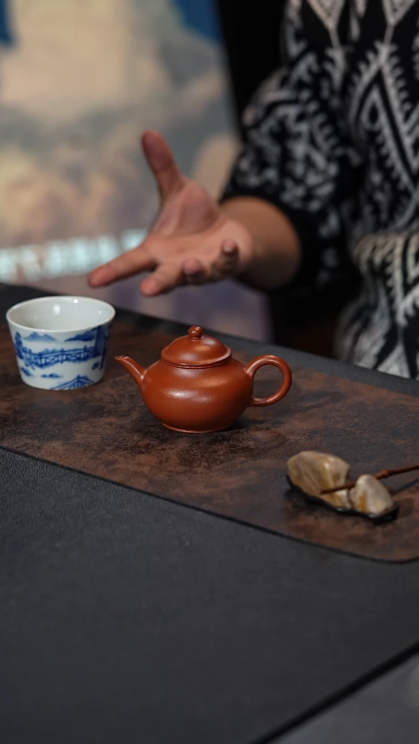 【闪购商品】紫砂茶壶摹古水平 朱泥  120cc 王俊峰制作