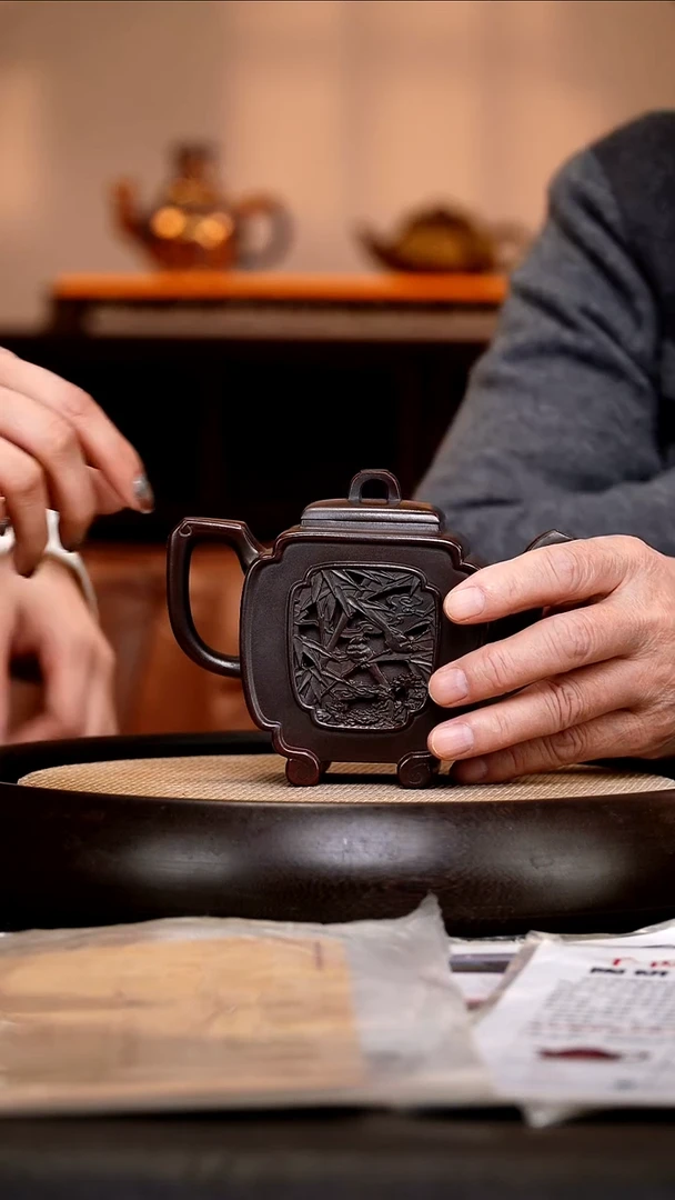 茶壶紫砂BYM50 四方  古乌泥  340cc