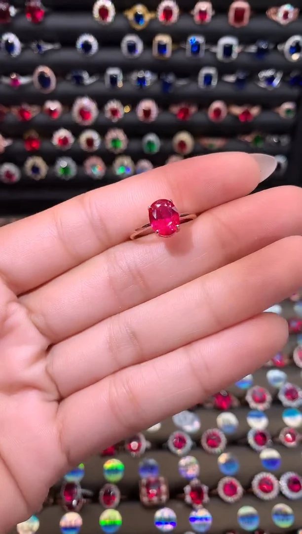 【闪购商品】红宝石戒指银S925镶嵌79玫瑰金