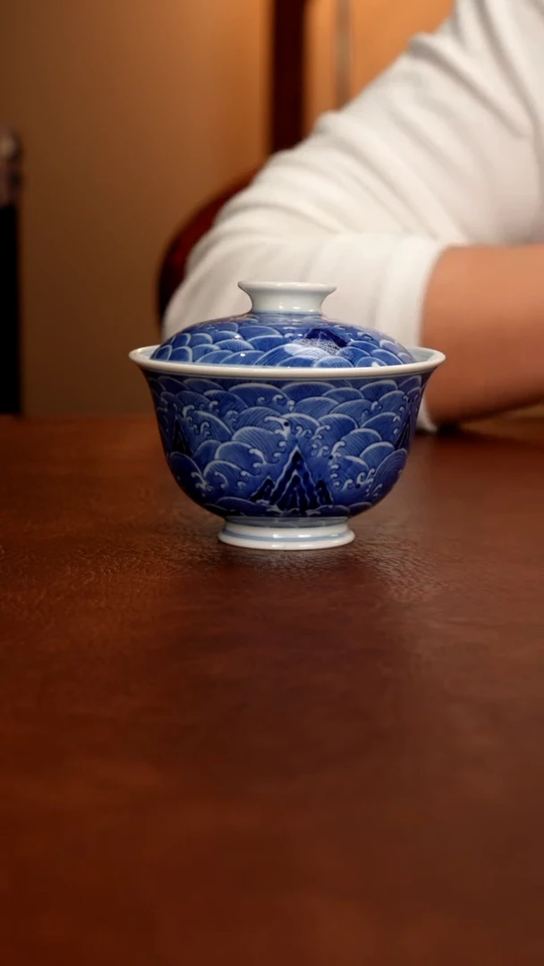 摆件陶景德镇瓷器，青花瓷手绘茶具~