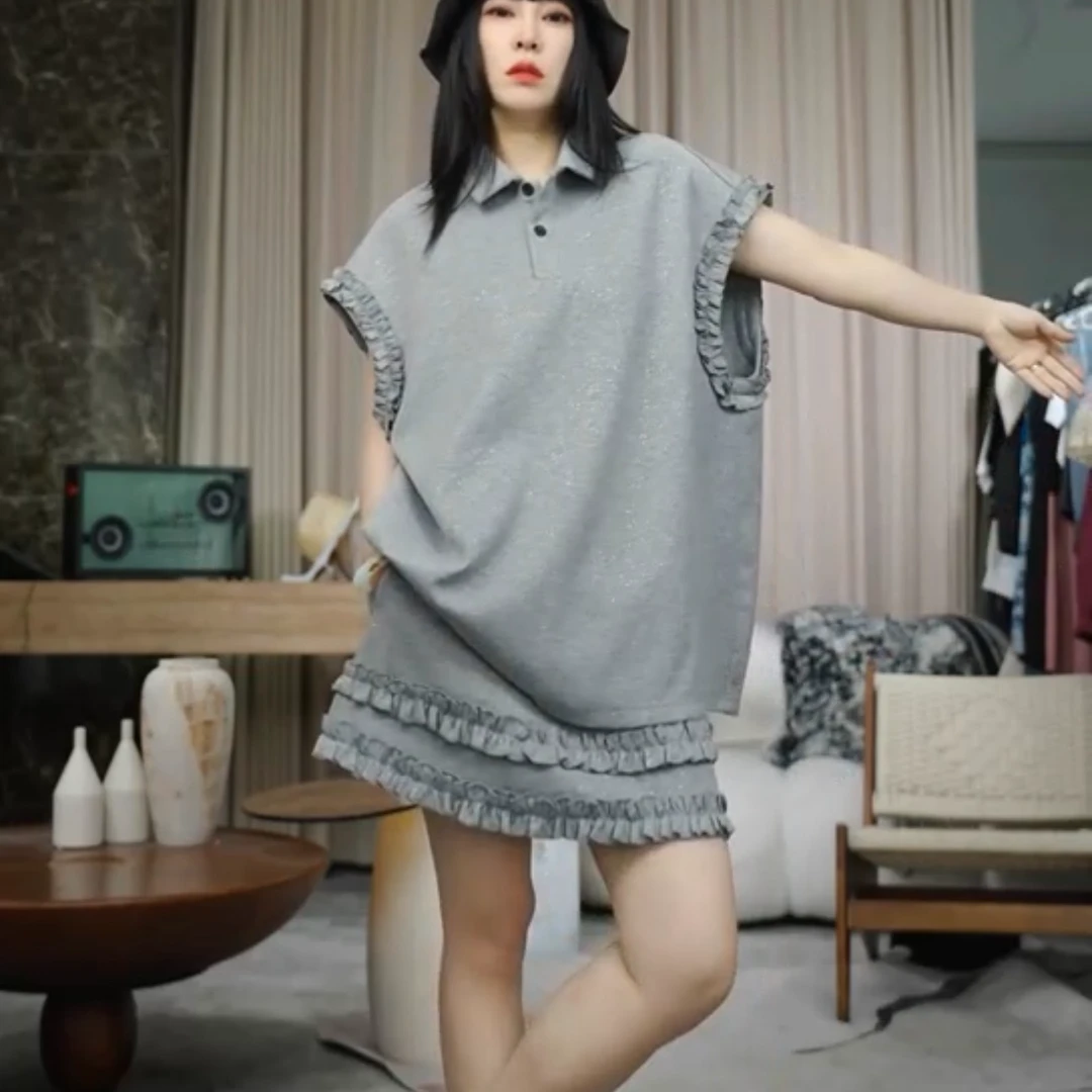 infobyfive2025夏季闪闪木耳边飞飞袖二代两粒扣POLO衫NF0506410