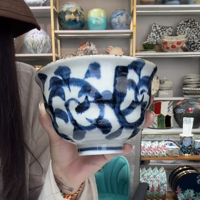 【单支】日本进口Bloom手绘唐草变型小丼碗12.3cm