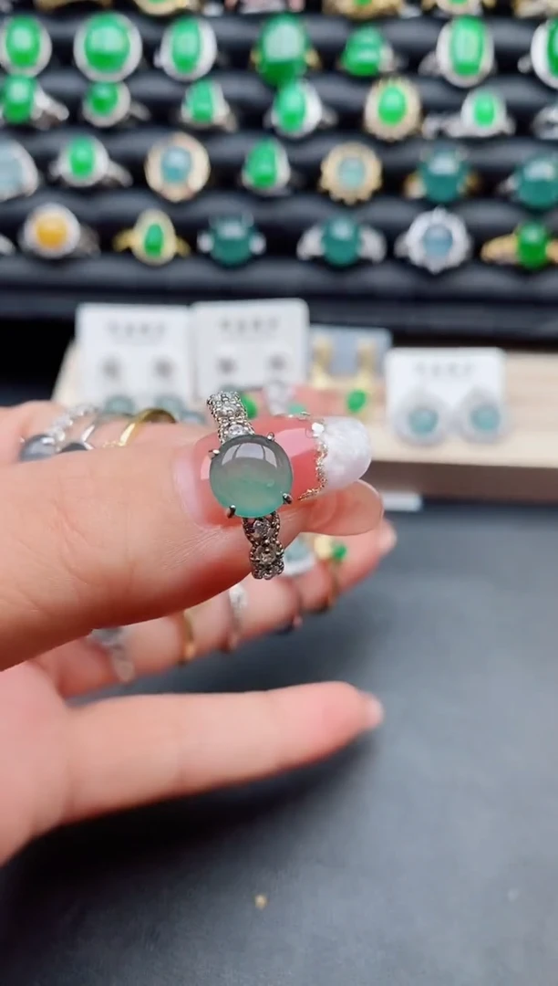 【闪购商品】翡翠戒指银S925镶嵌58080