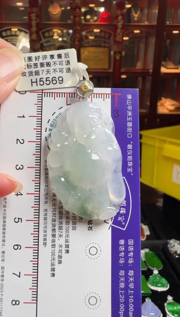 颈饰18K金镶嵌翡翠H5569冰财神