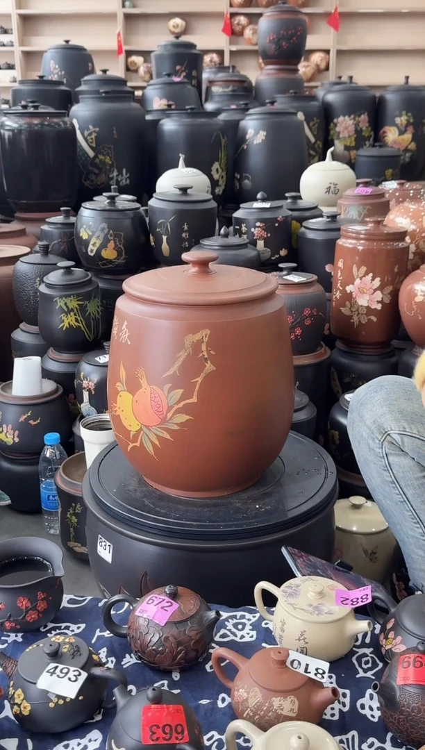 罐瑕疵茶缸高35cm复烧彩填  824