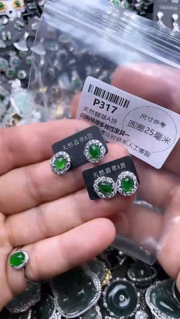 【闪购商品】翡翠颈饰未镶嵌P317耳钉 多样性发其一