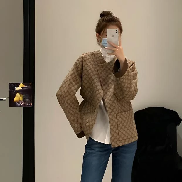 99新 Celine/思琳 秋冬新款字母logo双面印花落肩羊毛外套 40码