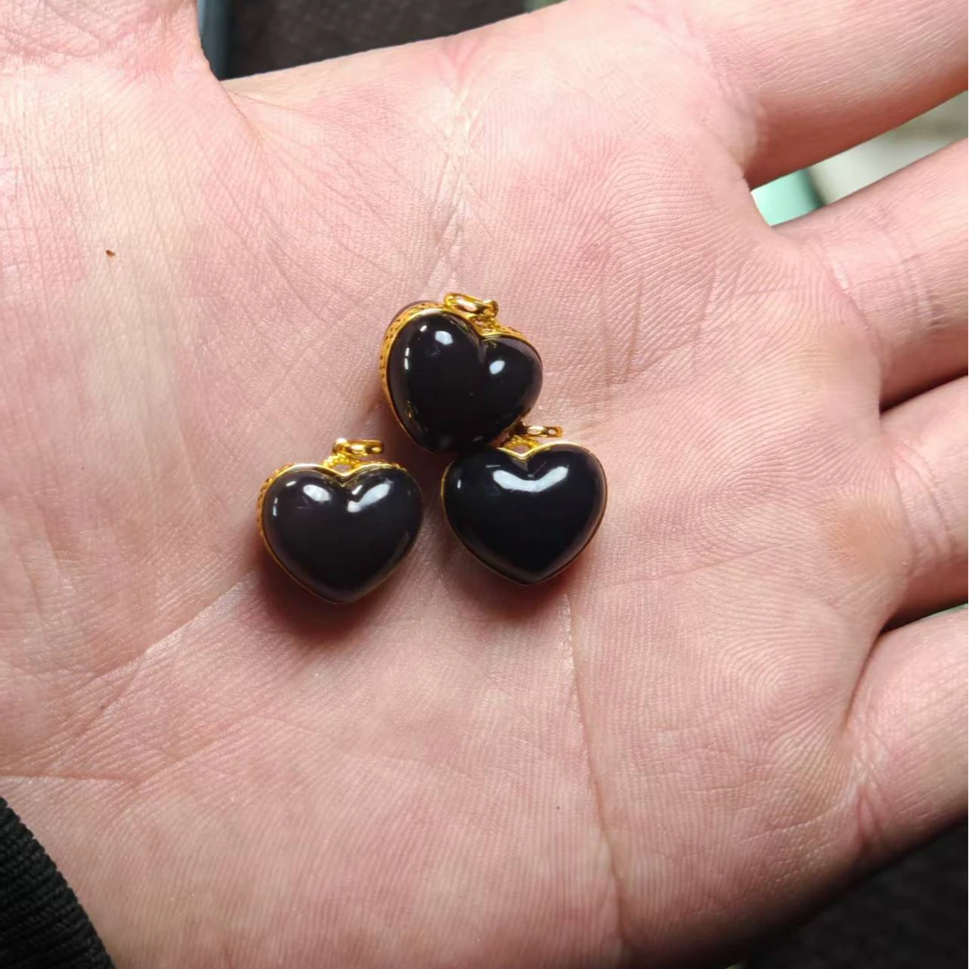 和田玉 烟紫18k金镶嵌（多样性发货拍一发一）