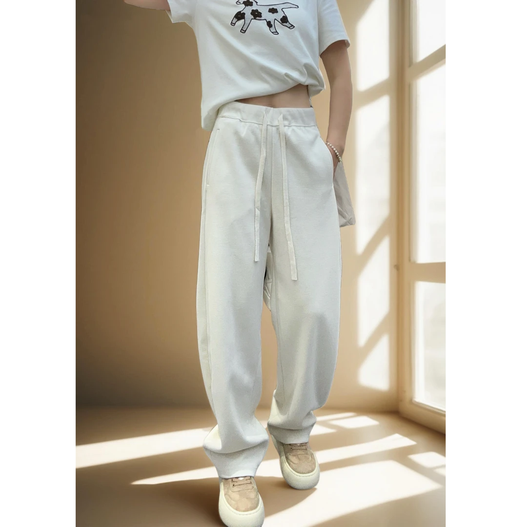 秋冬立体剪裁羊驼绒香蕉休闲裤