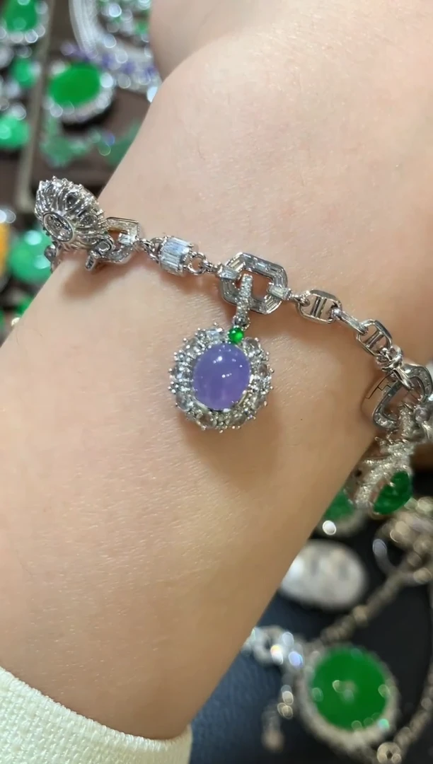 吊坠(不含链)18K金镶嵌翡翠z96 紫色有色差