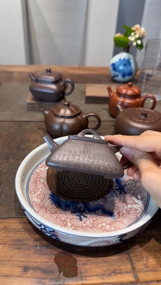 茶壶紫砂恍**惚四方石瓢