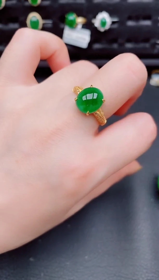 【闪购商品】翡翠戒指银S925镶嵌天然a货翡翠191