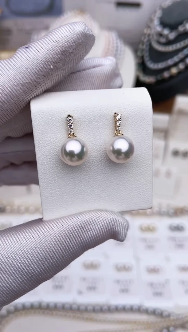 【闪购商品】海水珍珠耳饰18K金镶嵌天王嫂耳饰