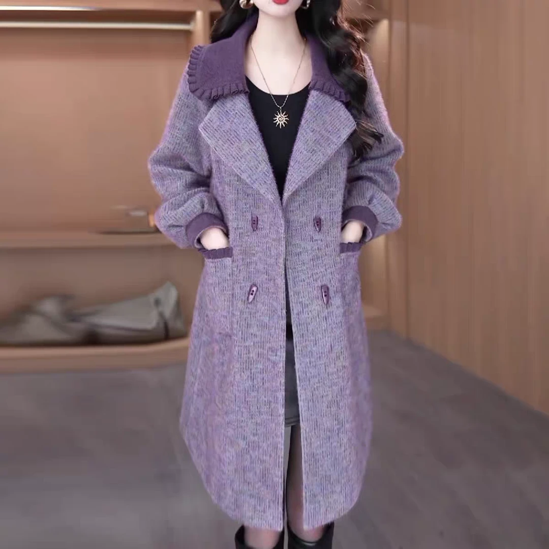 北级绒风衣外套2025秋季新款女装时尚休闲修身洋气中长款大衣外套