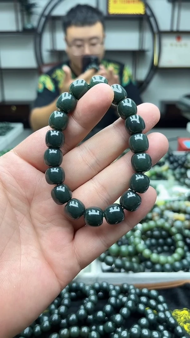 手串未镶嵌和田玉纯天然新疆且末冰底瓷蓝12