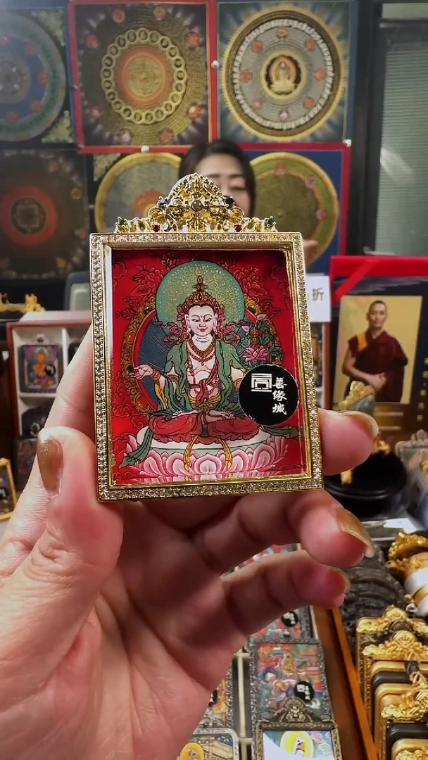 吊坠壹善缘城手绘唐卡大势至