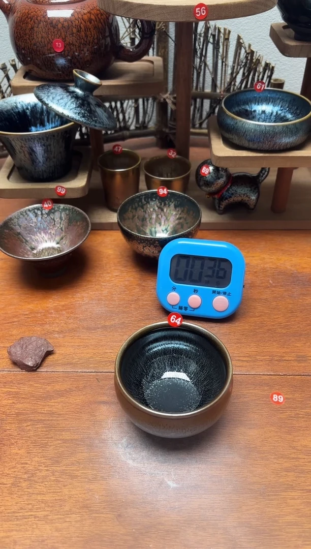 茶盏喝***烟64号建盏工匠茶器