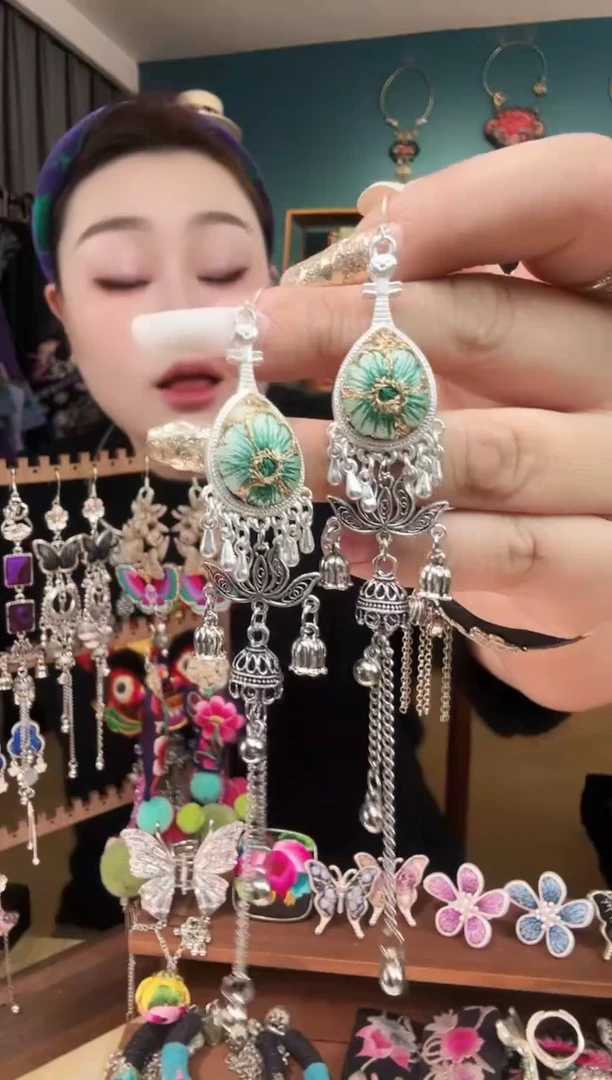 刺绣纯手工民族风刺绣耳环