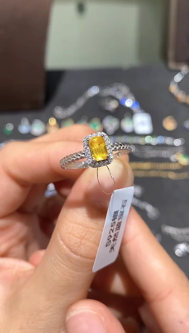 戒指蓝宝石银S925镶嵌戒指